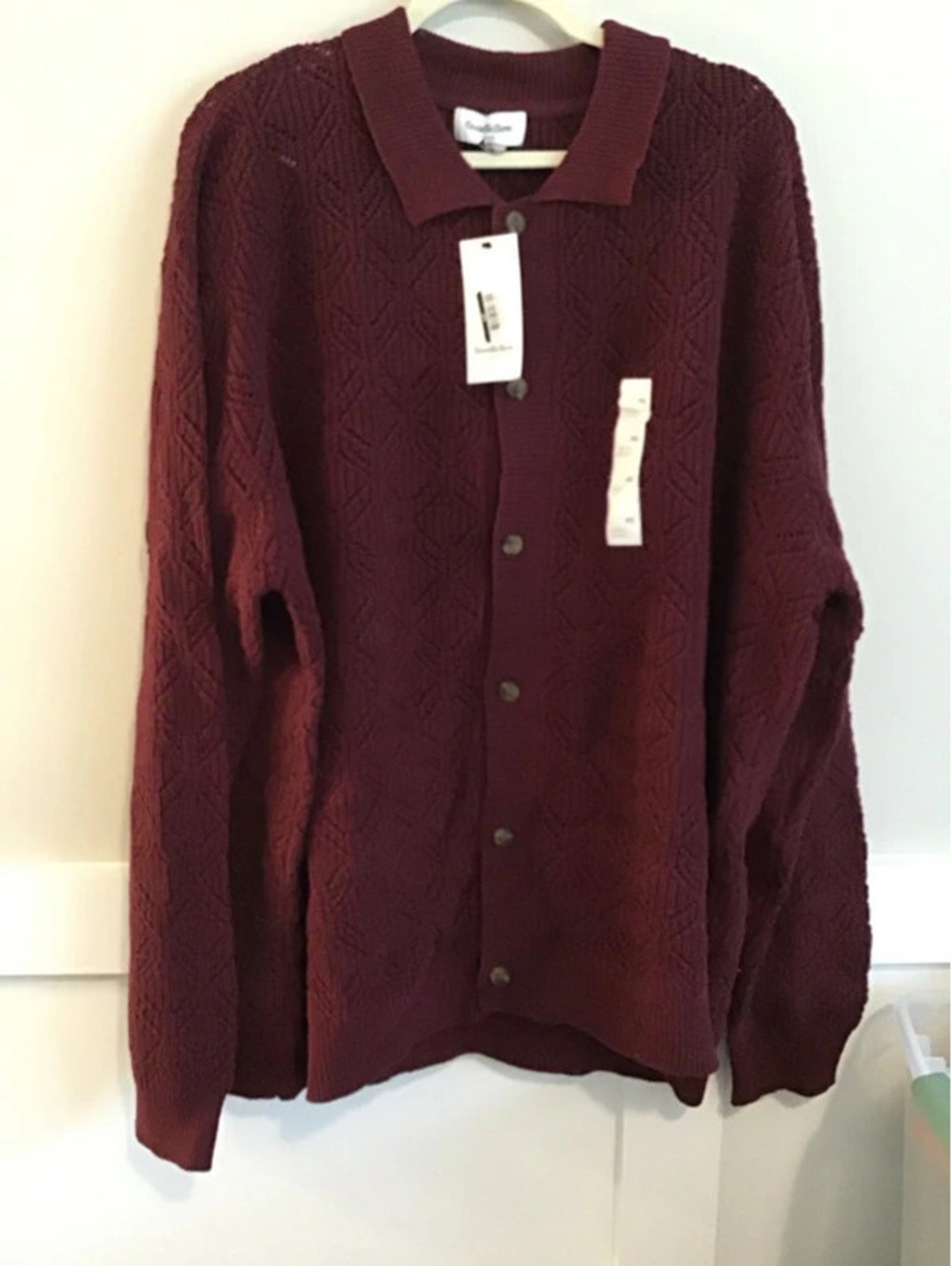Goodfellow xxl button front cardigan, new, burgundy